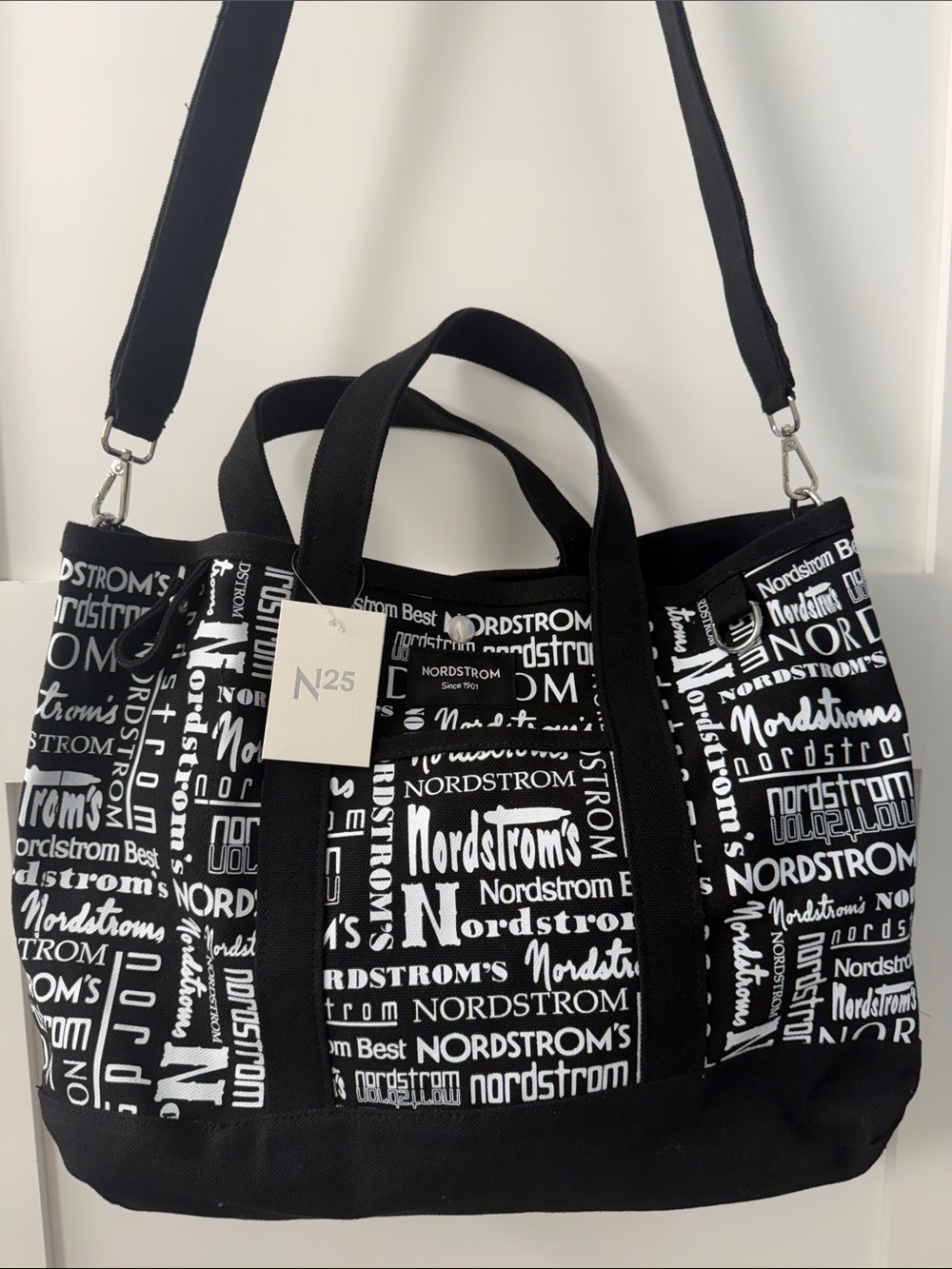 Nordstrom 125th Anniversary Black & White Logo Travel Duffel